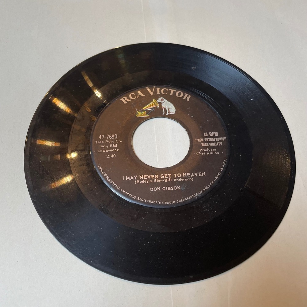 Don Gibson Just One Time I‎ May Never Get To Heaven RCA Victor 45 RPM Record - Picture 2 of 2